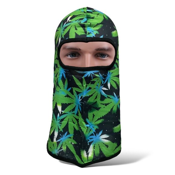Multicolor Leaf Weed Balaclava Full Face Mask: UV Protection, Windproof - Picture 1 of 3
